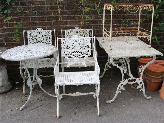 3 iron tables & 3 iron chairs